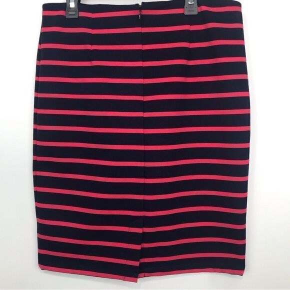 Olive & Oak NEW Navy / Passion Fruit Striped Pencil Skirt - Picture 4 of 12